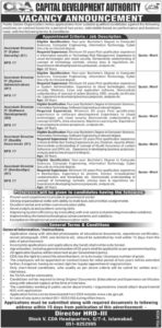 Capital Development Authority (CDA) Islamabad, (November/24) invites applications for both male and female candidates on a contract basis.