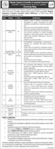 Pakistan Council of Scientific (PCSIR),  Islamabad Pakistan for both male & female candidates on a contract basis.