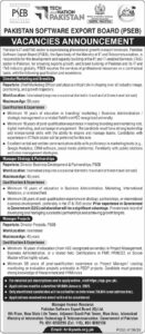 Pakistan Software Export Board (PSEB), Invites applications for both male and female candidates on a contract basis.