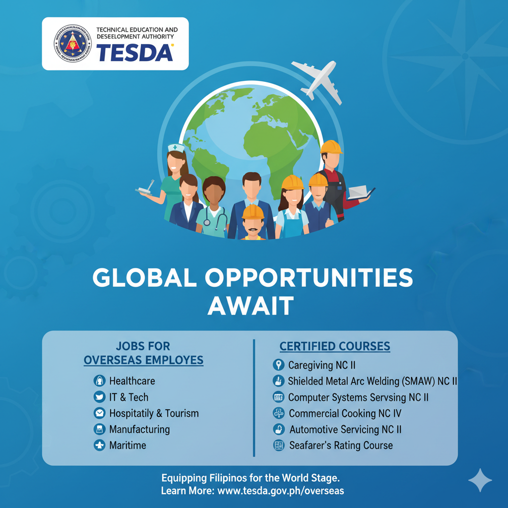 Discover in-demand TESDA jobs and courses for overseas employees. Learn skills for caregiving, hospitality, ICT, and more to work abroad.